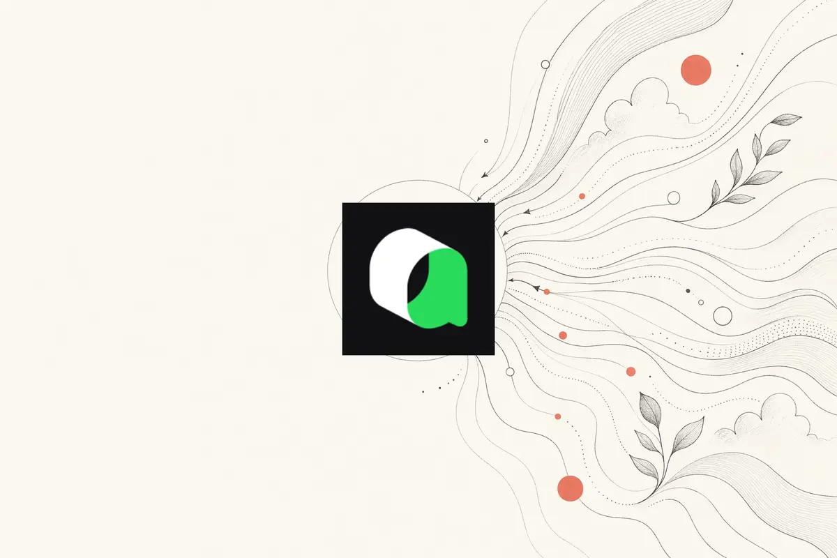 OpenDesign vs Qoder — Warmpapier-Editorial-Illustration eines Prompts, der zu einem Design-Hub konvergiert, der dir gehört